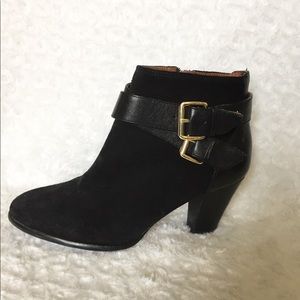 Louise et Cie Black Suede Buckle Ankle Booties